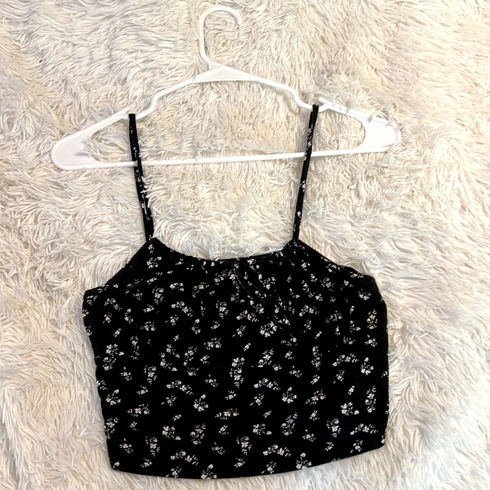 Black floral tank top